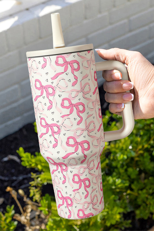 Bow Heart Print Tumbler Cup