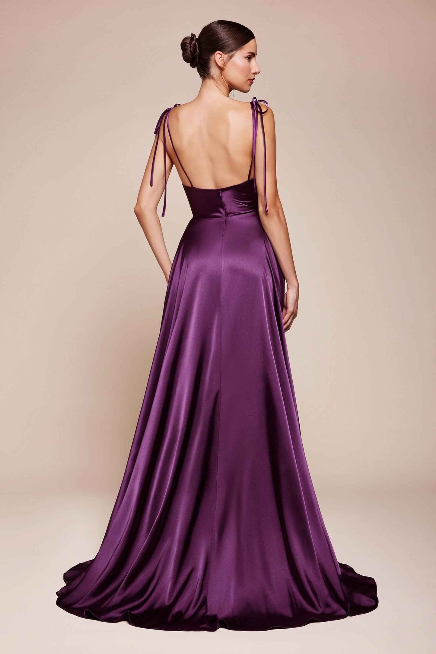 Cinderella Divine Lavender Satin A-Line Dress Cowl Neckline