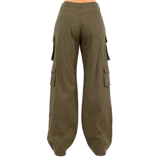 Curvy High Waist Wide Leg Pocket Cargo Pants