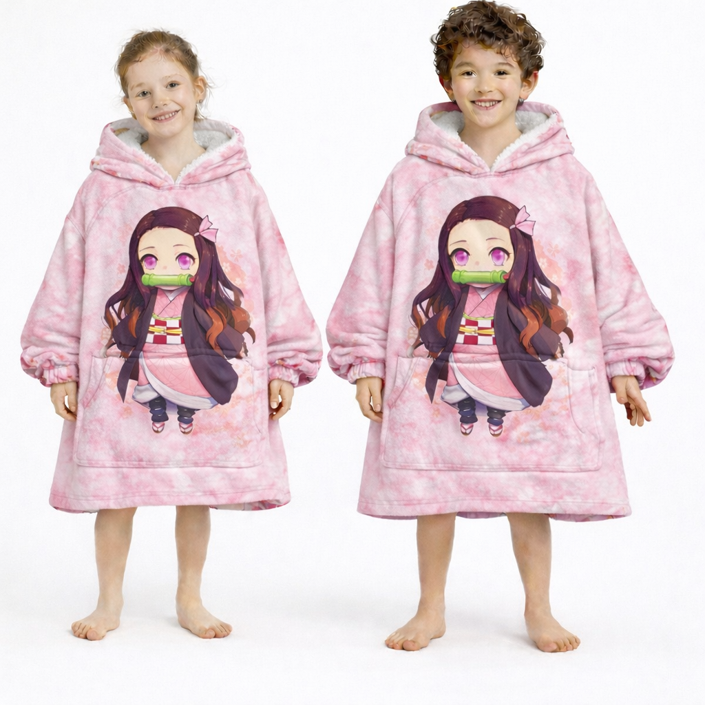 Nezuko Kamado Demon Slayer Wearable Blanket Hoodie for Kids & Adults | OLM Toys