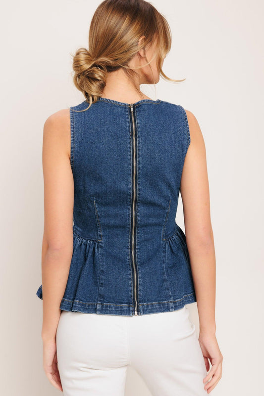 MODERN FLOUNCE DENIM TOP