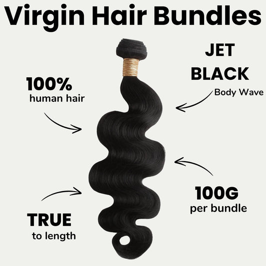 Jet Black Body Wave 100% Human Hair Bundles