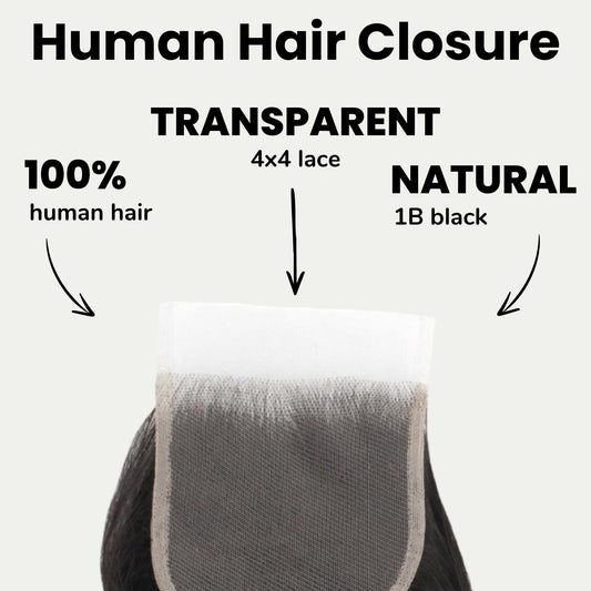 Malaysian Body Wave 4x4 Transparent Lace Human Hair Closure