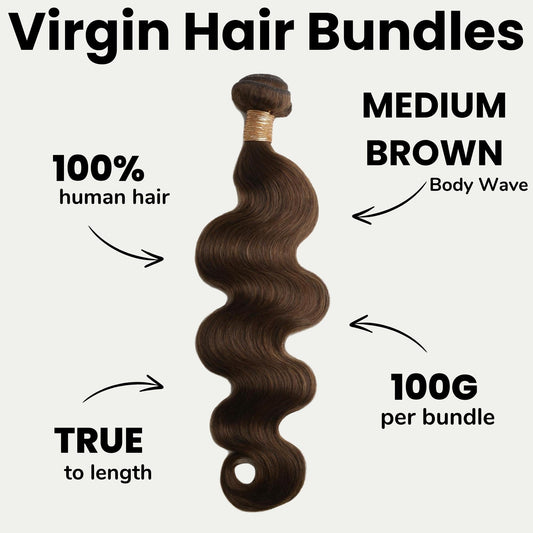 Medium Brown Body Wave 100% Human Hair Bundles