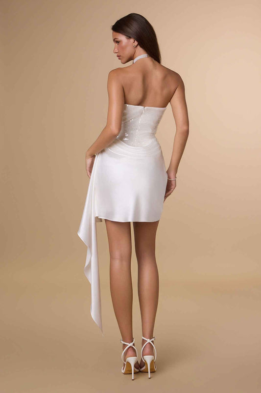 Amoris Sculpted Modern Fit Strapless Off White Mini Dress