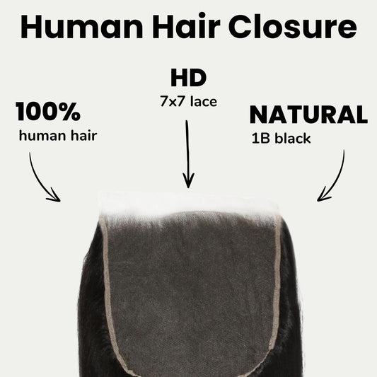 Yaki Straight 7x7 HD Lace Human Hair Closure