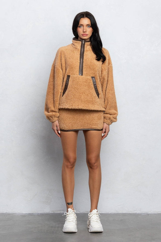 Cozy Half Zip Top & Mini Skirt Set