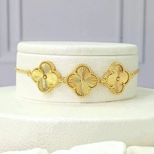 Clover Van Cleef Bracelet Jewelry Inspired 18k Gold Plated Adjustable Bracelet