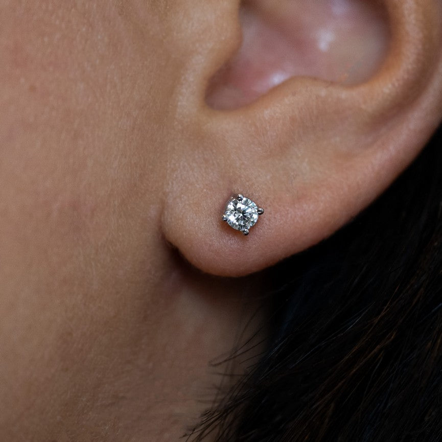 0.25 CTW Round Lab-Grown Diamond Stud Earrings in 14K Gold Over Sterling Silver (F Color, VS Clarity)