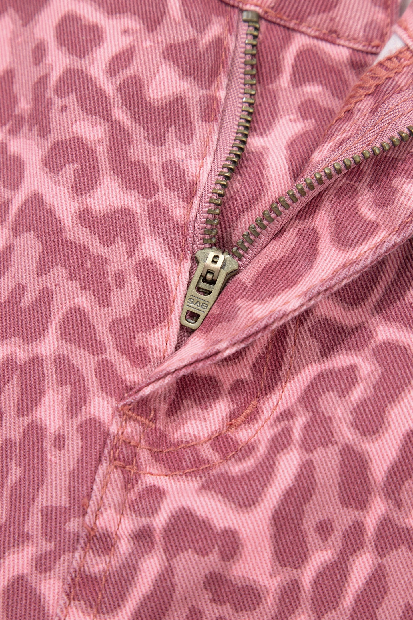 Rose Leopard Frayed Edge Wide Leg High Waist Jeans