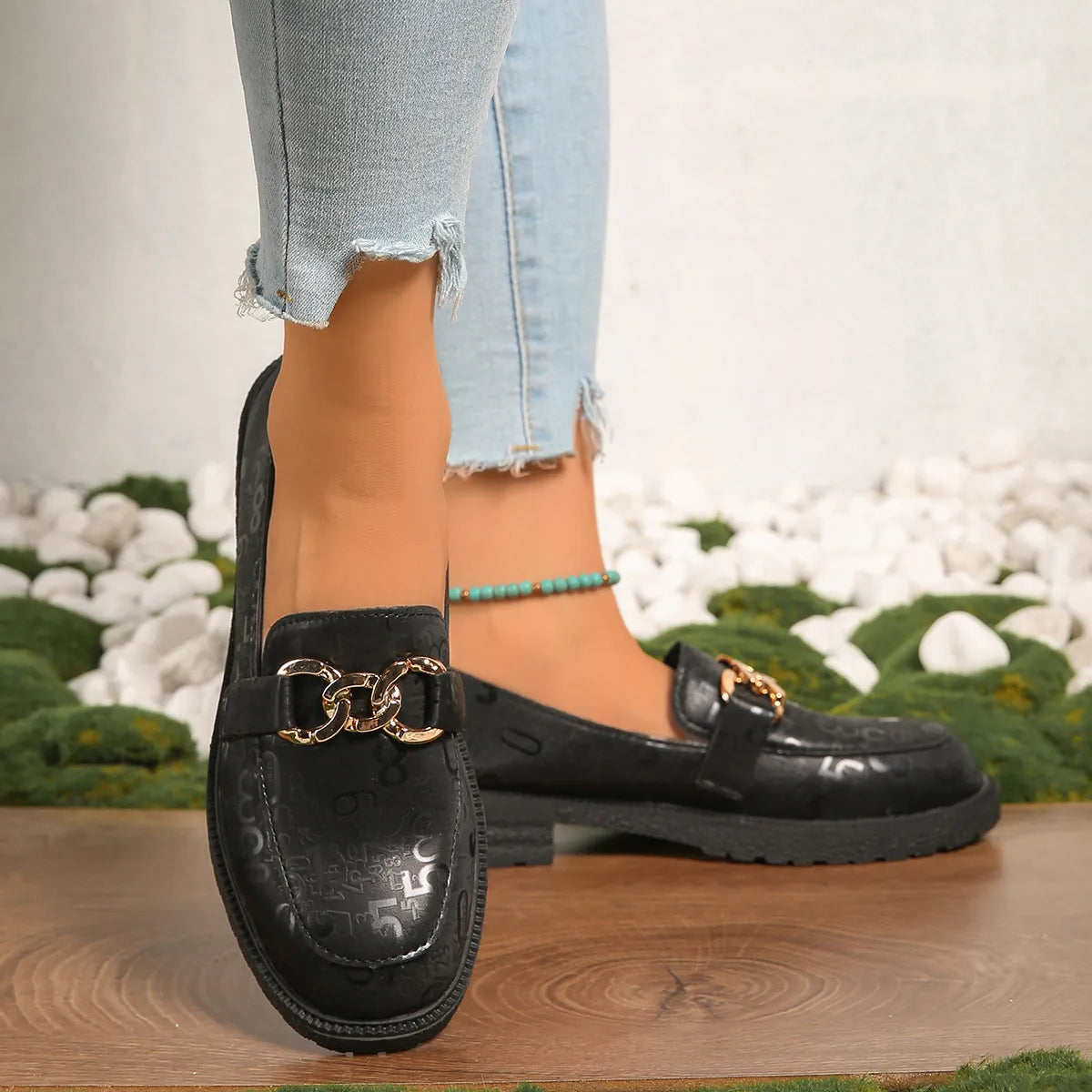 Round Toe Block Heel Loafers