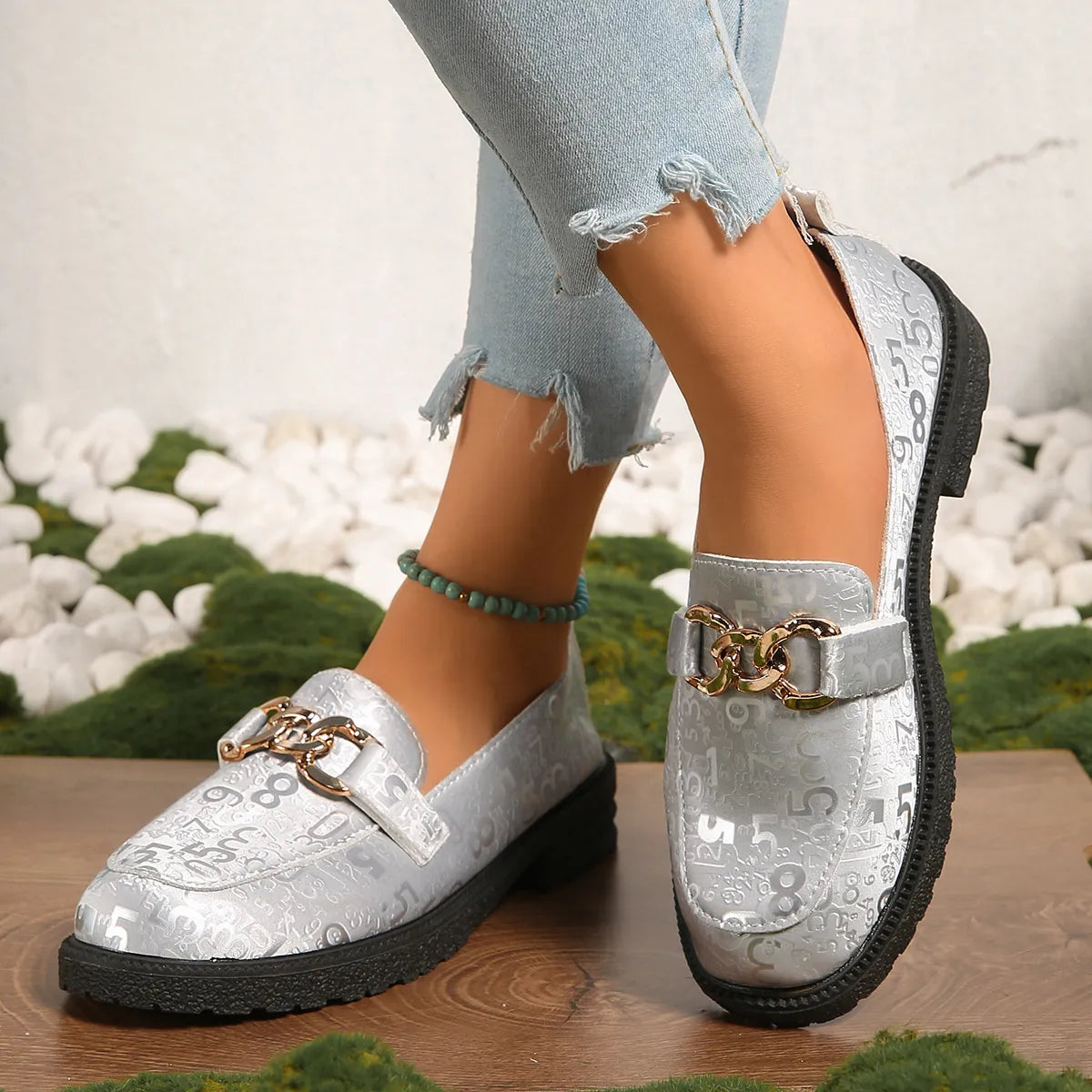 Round Toe Block Heel Loafers