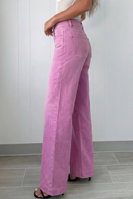Bonbon 2-Button High Waist Flared Bottom Jeans