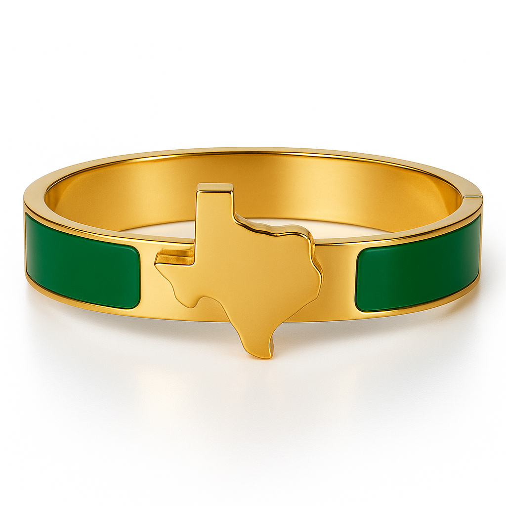 Texas Map Bangle Gold with Enamel