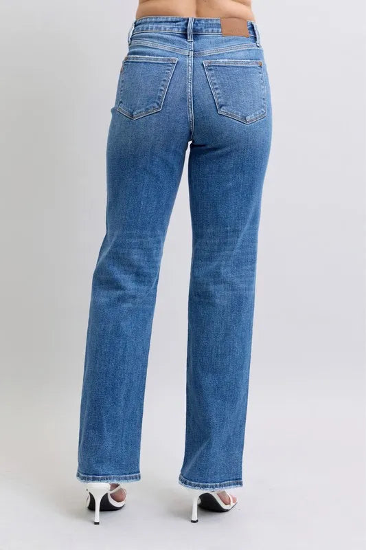 Judy Blue Full Size High Waist V-Front Vintage Wash Straight Jeans