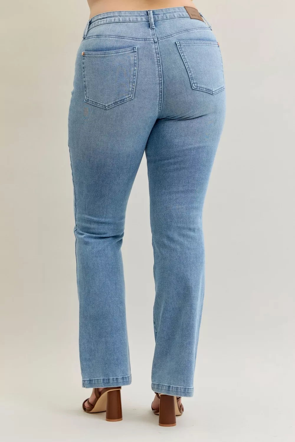 Judy Blue Full Size Mid Rise Bootcut Jeans with Contrast Wash & Front Patch Pockets