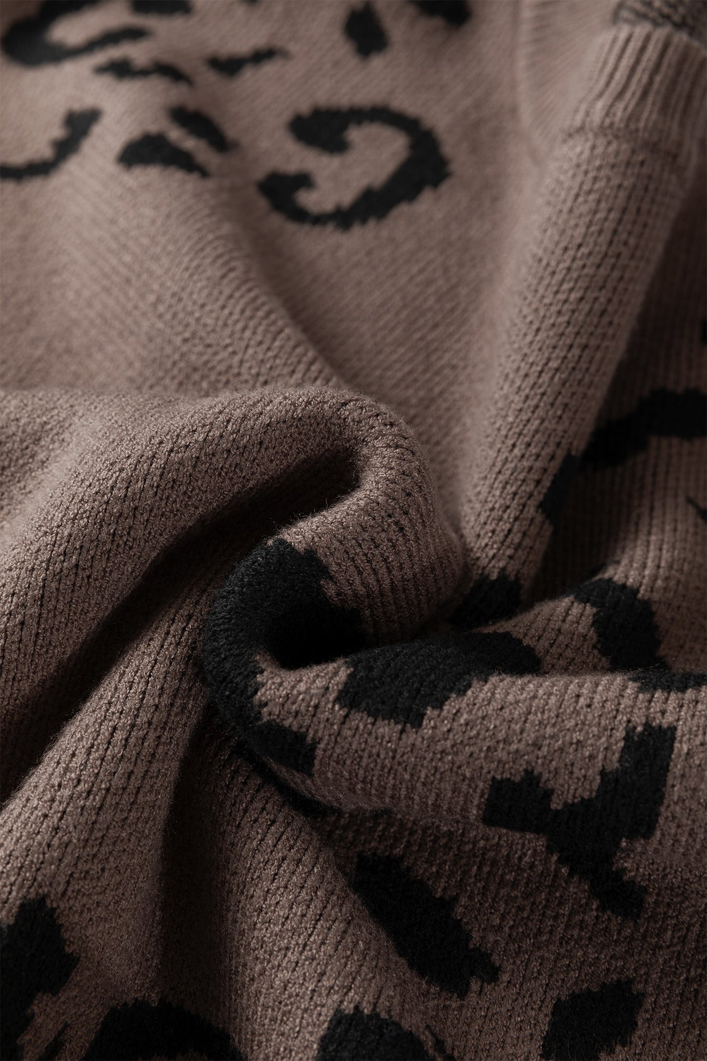 Asymmetric Leopard Print Detail Drop Shoulder Sweater