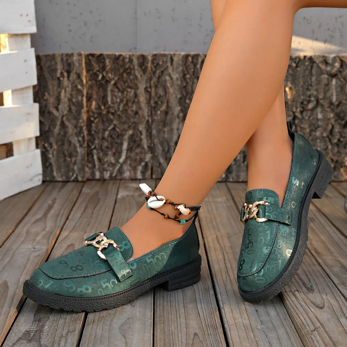 Round Toe Block Heel Loafers