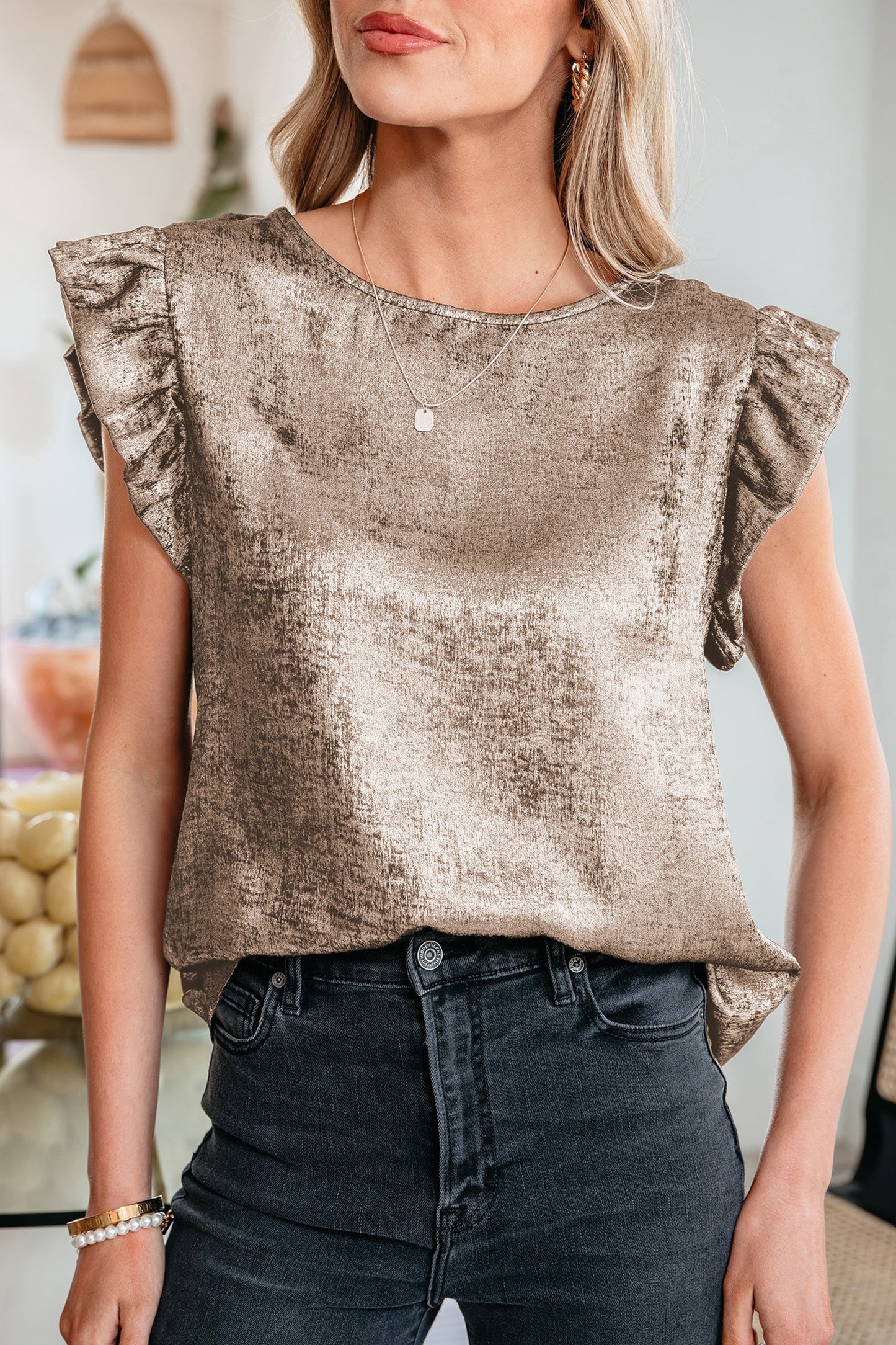 Parker Ruffle Trim Sleeveless Top