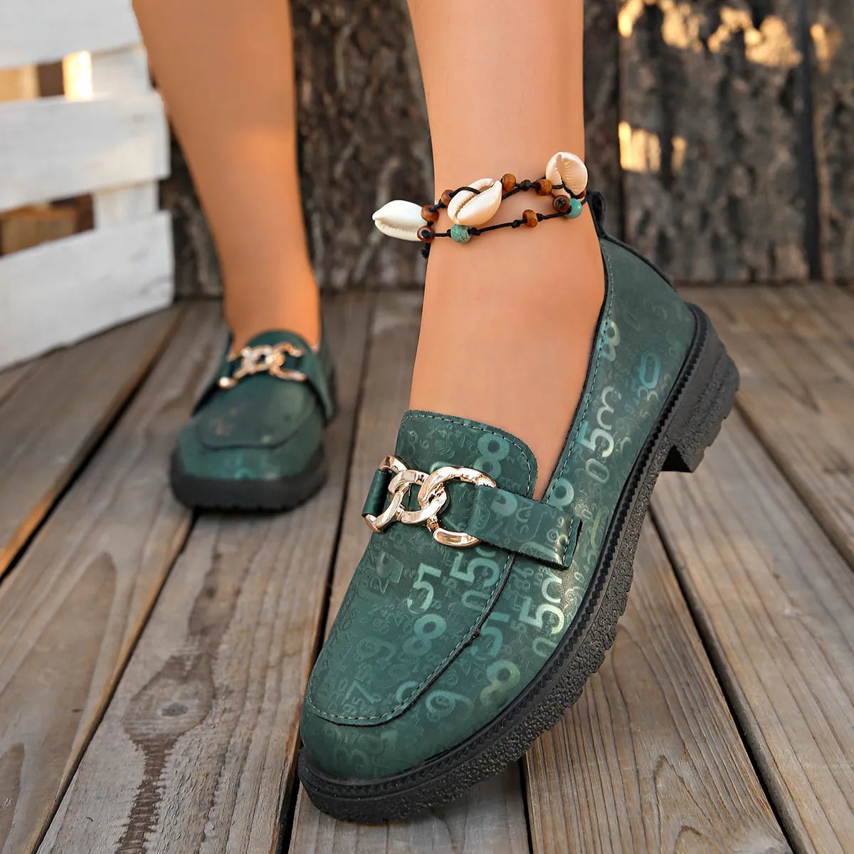 Round Toe Block Heel Loafers
