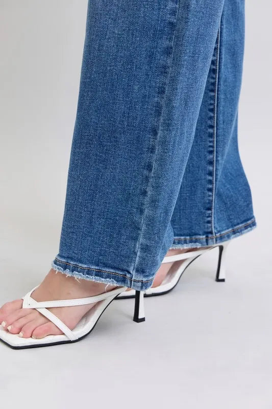 Judy Blue Full Size High Waist V-Front Vintage Wash Straight Jeans