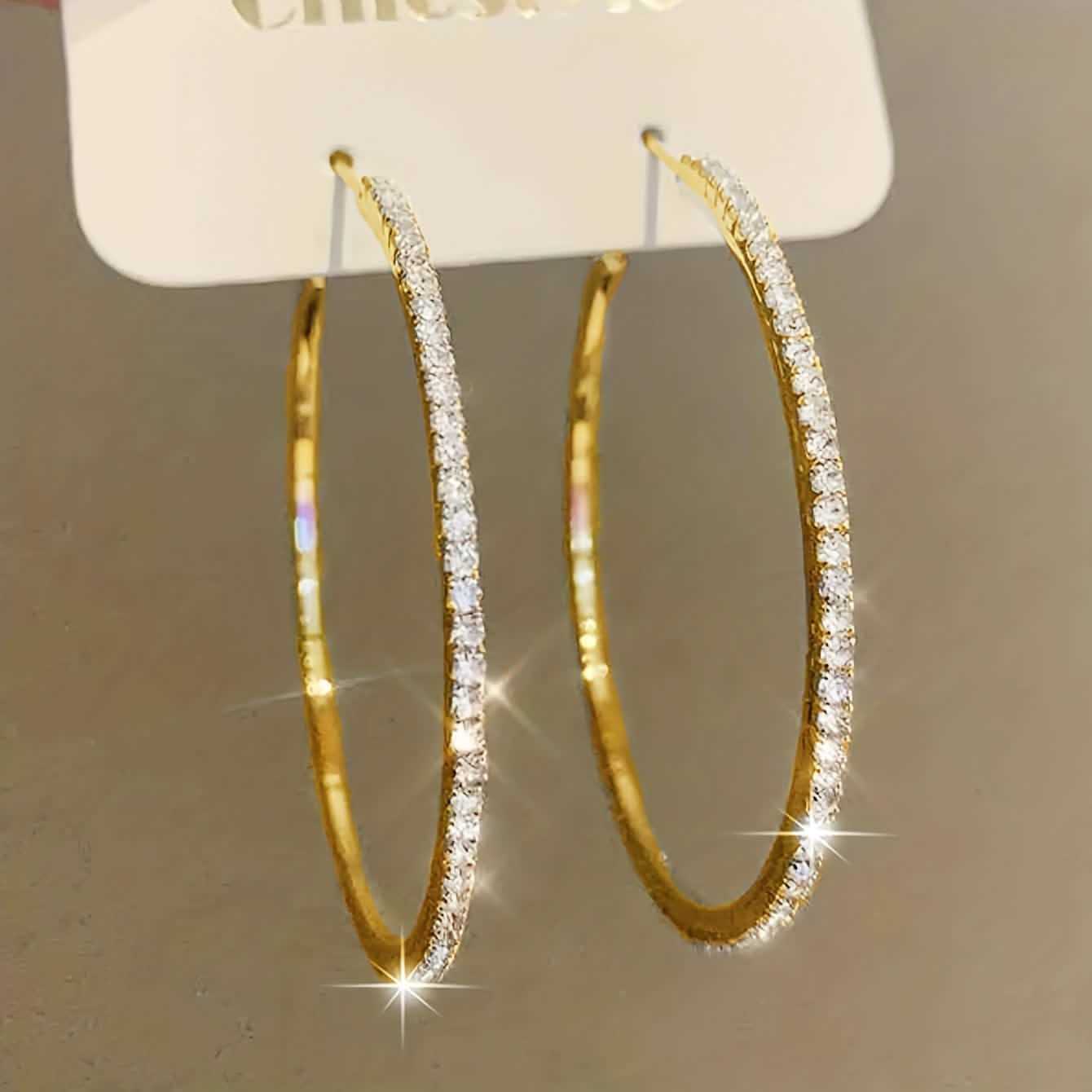 Women's Rhinestone Hoop Earrings – Large Stainless Steel Bling Hoops