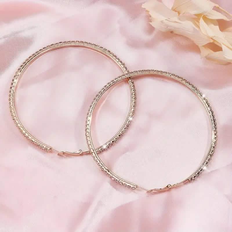 Women's Rhinestone Hoop Earrings – Large Stainless Steel Bling Hoops