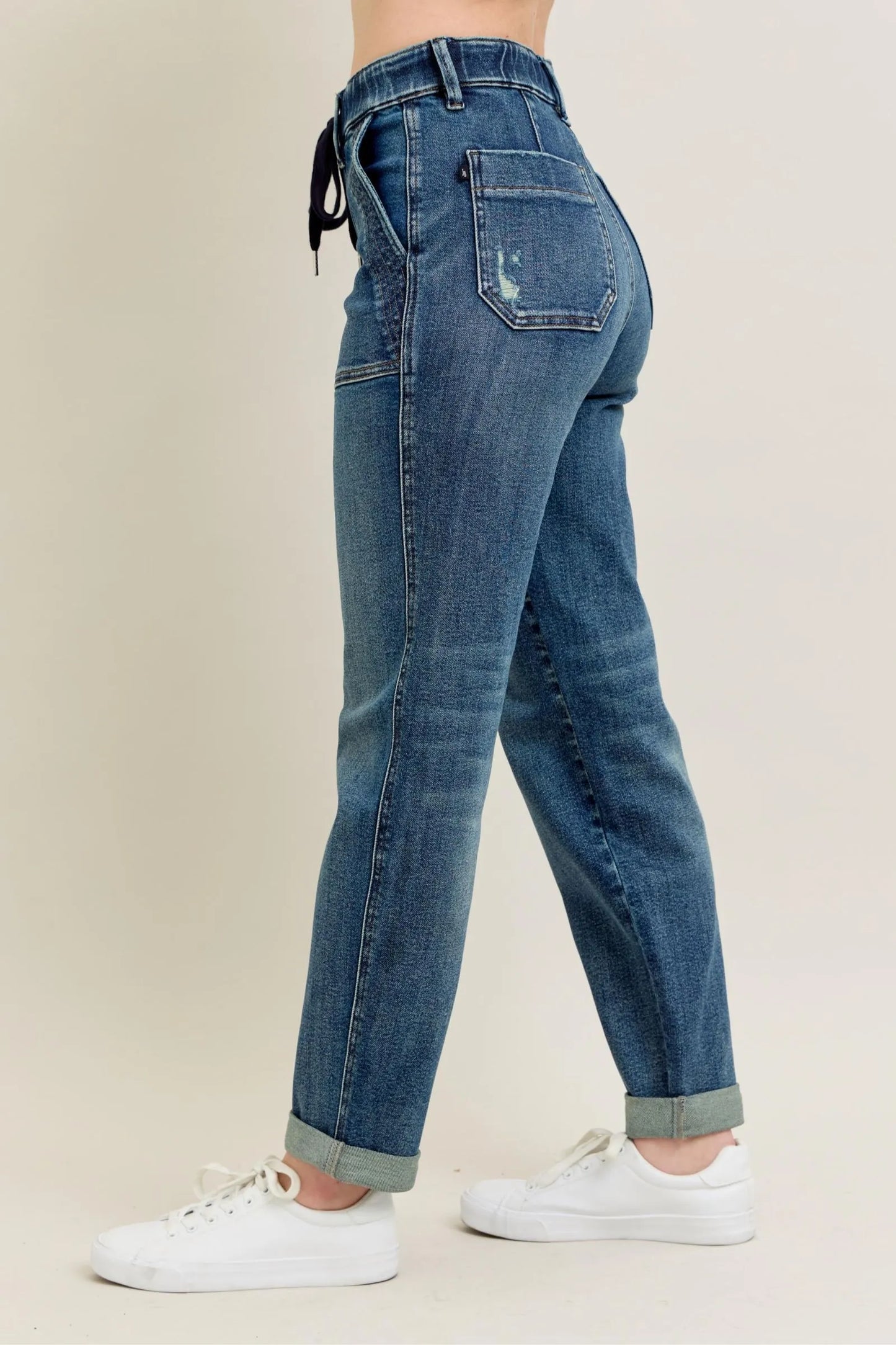 Judy Blue Full Size HW Vintage Wash Jeans w/ Drawstring