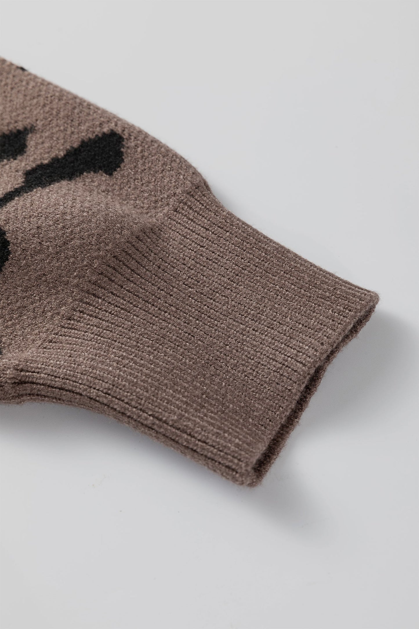 Asymmetric Leopard Print Detail Drop Shoulder Sweater