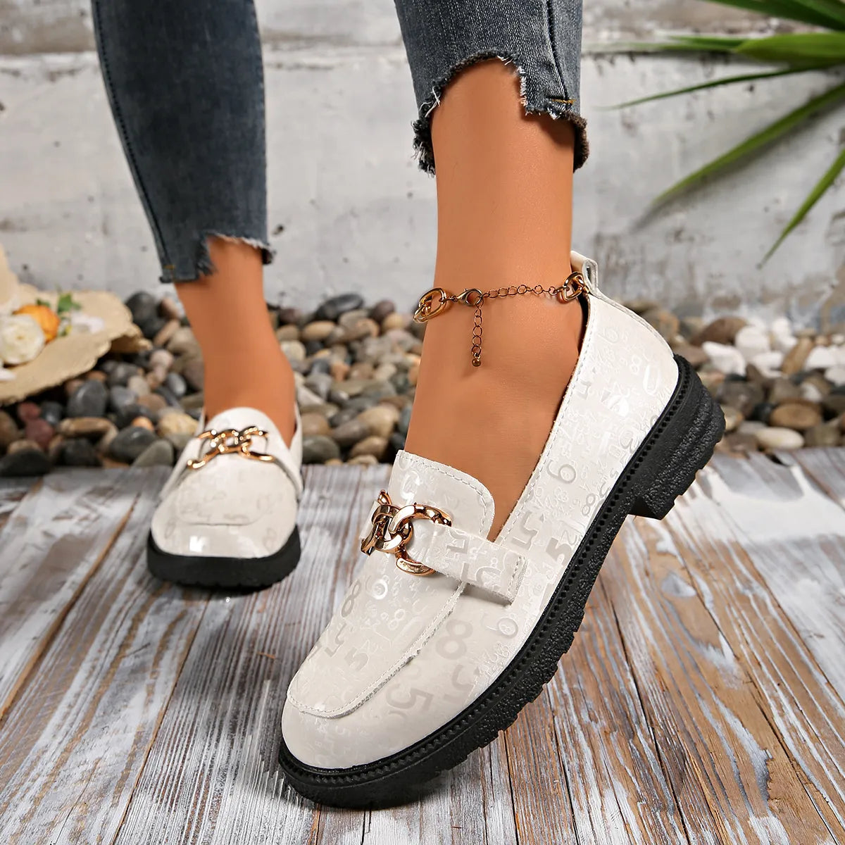 Round Toe Block Heel Loafers