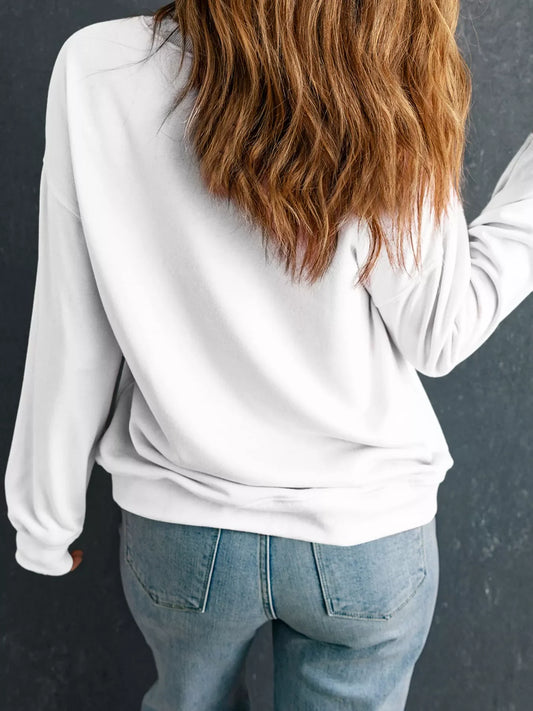 Halloween Pumpkin Bow Graphic Drop Shoulder Sweatshirt
