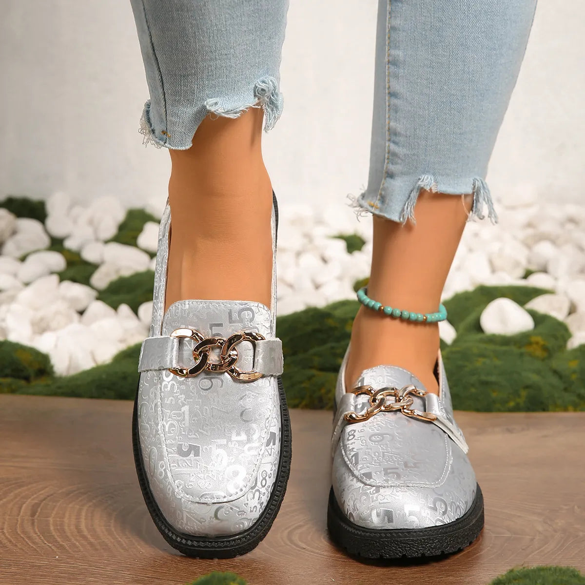 Round Toe Block Heel Loafers