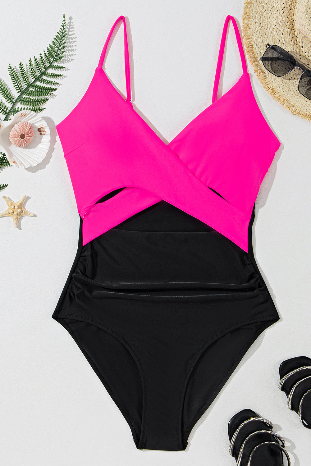 Two-tone Colorblock Cutout One Piece Swimsuit