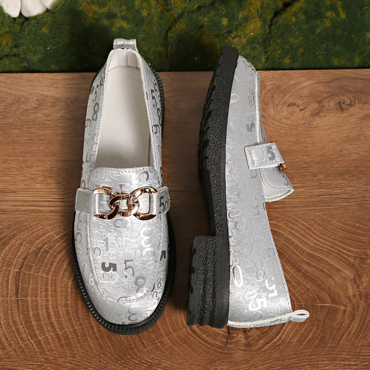 Round Toe Block Heel Loafers