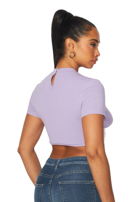 Rhinestone Bow Trim Crop Top