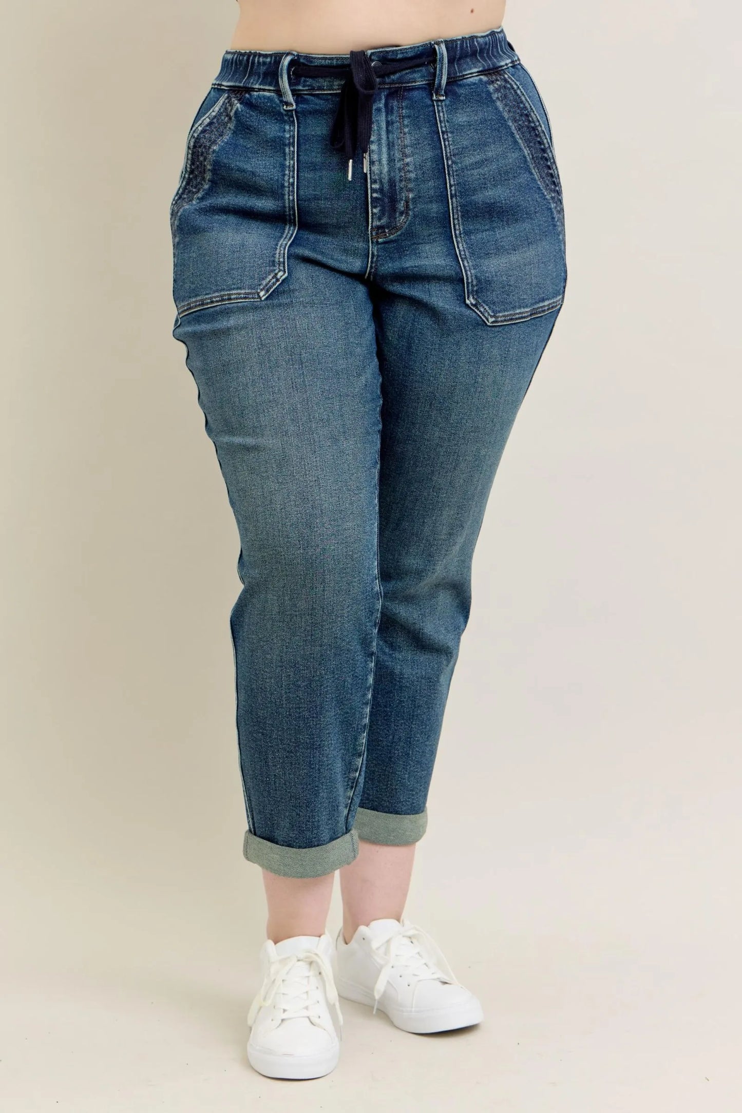 Judy Blue Full Size HW Vintage Wash Jeans w/ Drawstring