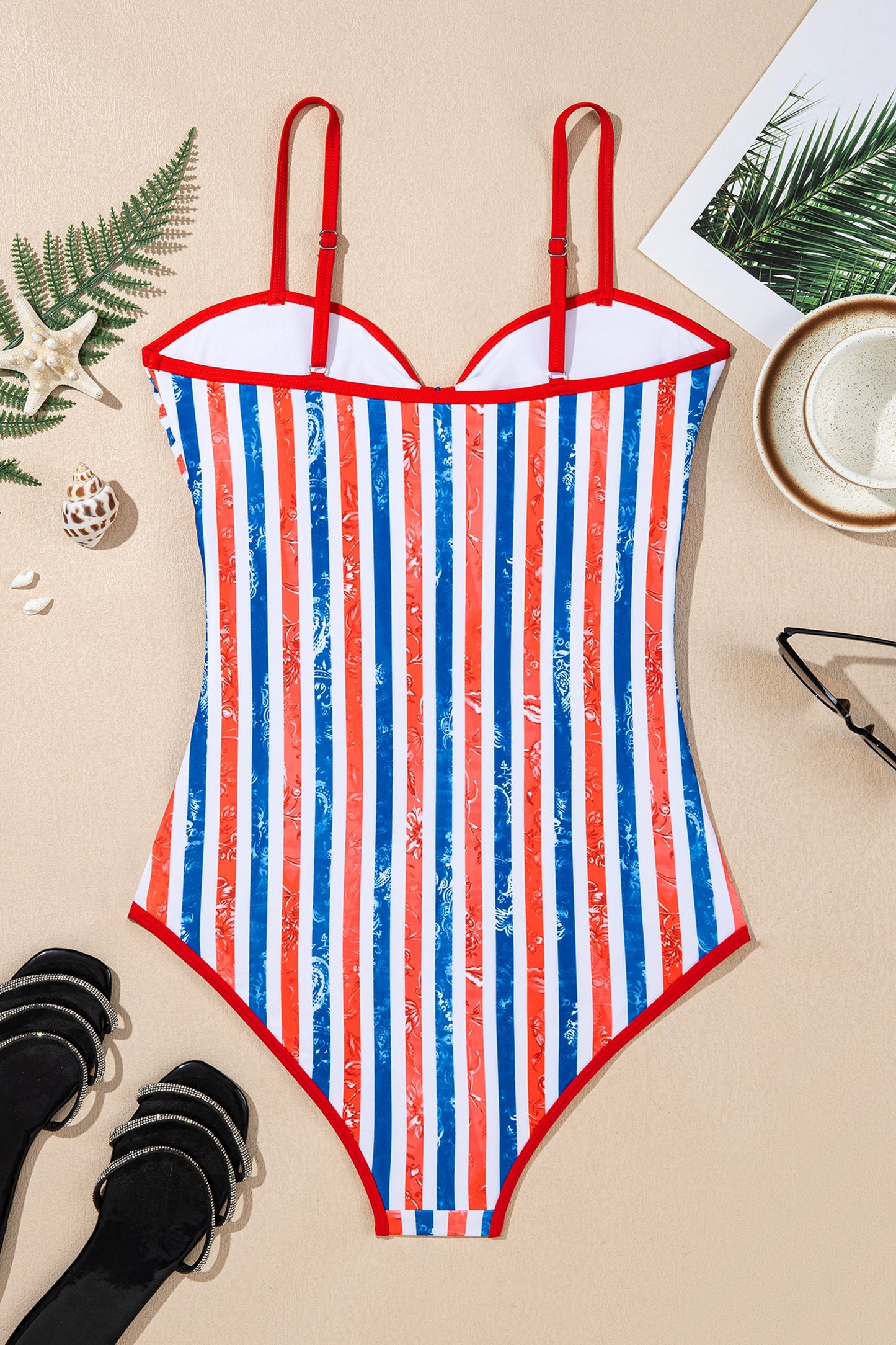 Red, White and Blue One Piece Swimsuit
