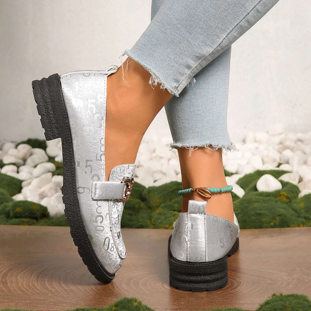 Round Toe Block Heel Loafers
