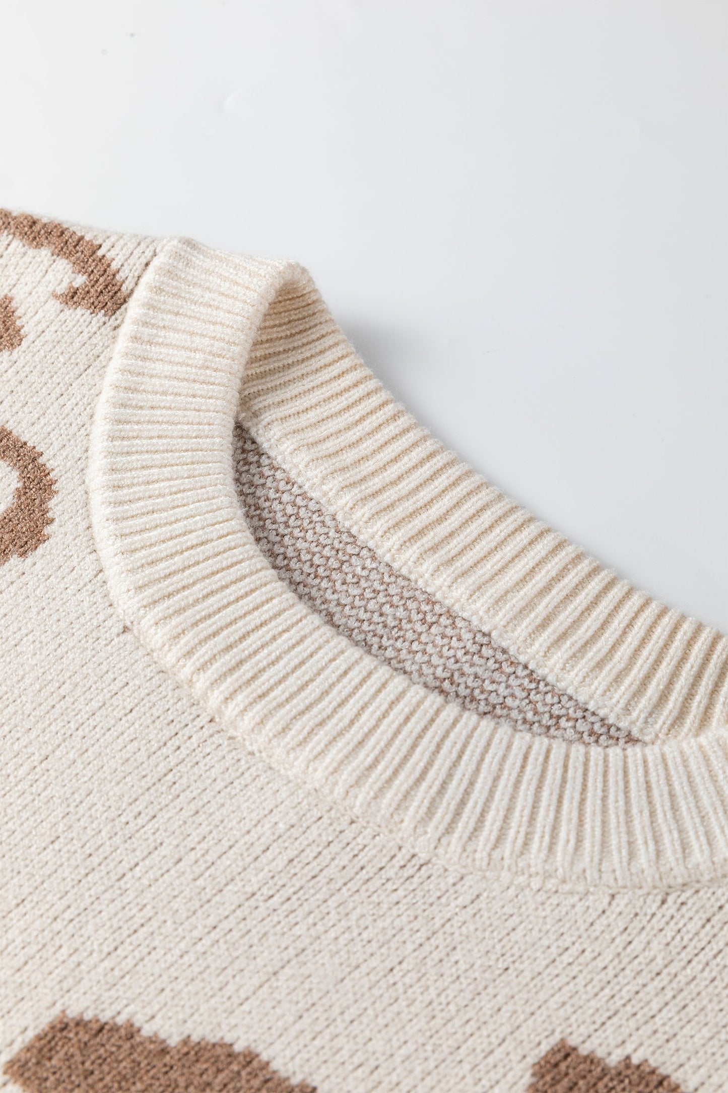 Asymmetric Leopard Print Detail Drop Shoulder Sweater