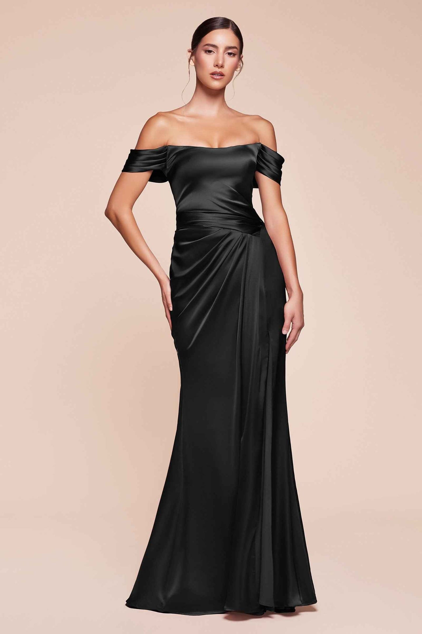 Ladivine Dress Off the Shoulder Sage Green Satin Gown
