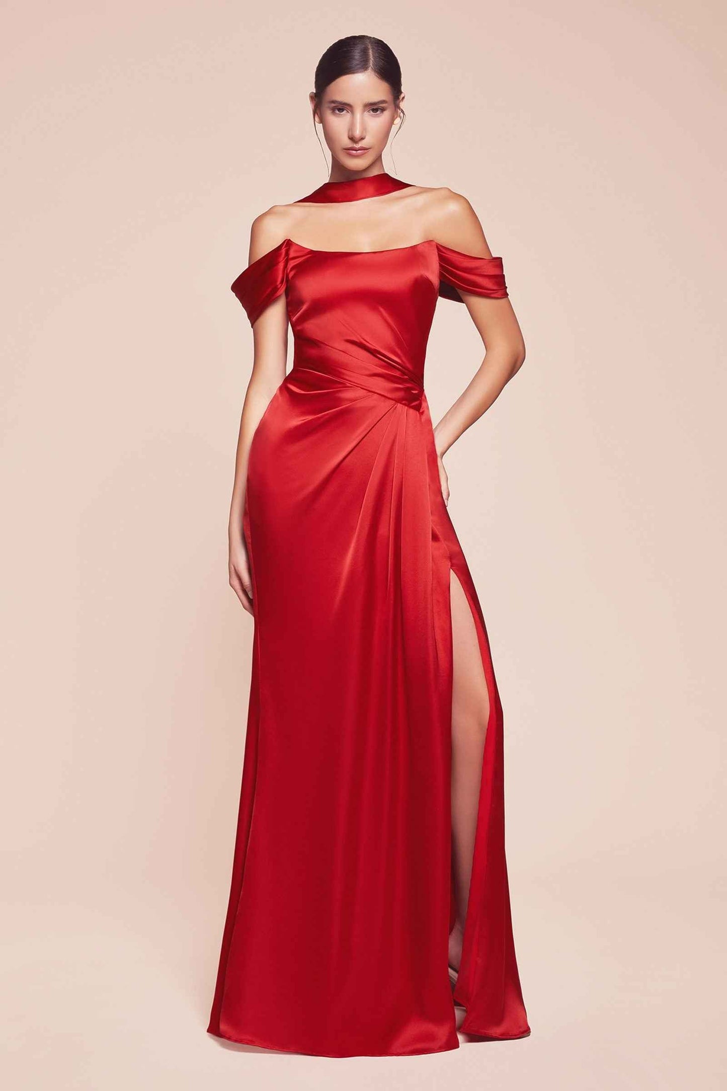 Ladivine Dress Off the Shoulder Sage Green Satin Gown