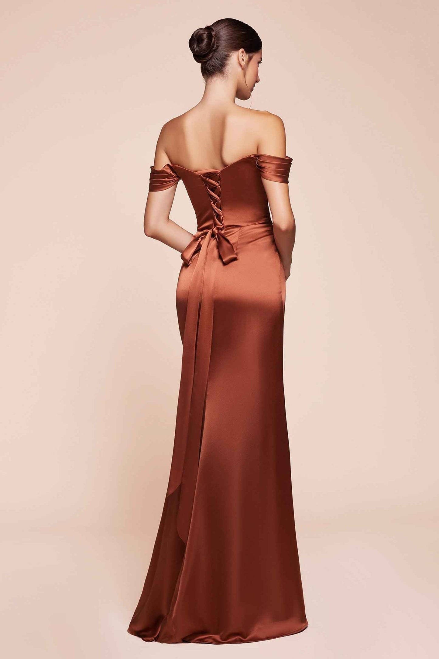 Ladivine Dress Off the Shoulder Sage Green Satin Gown