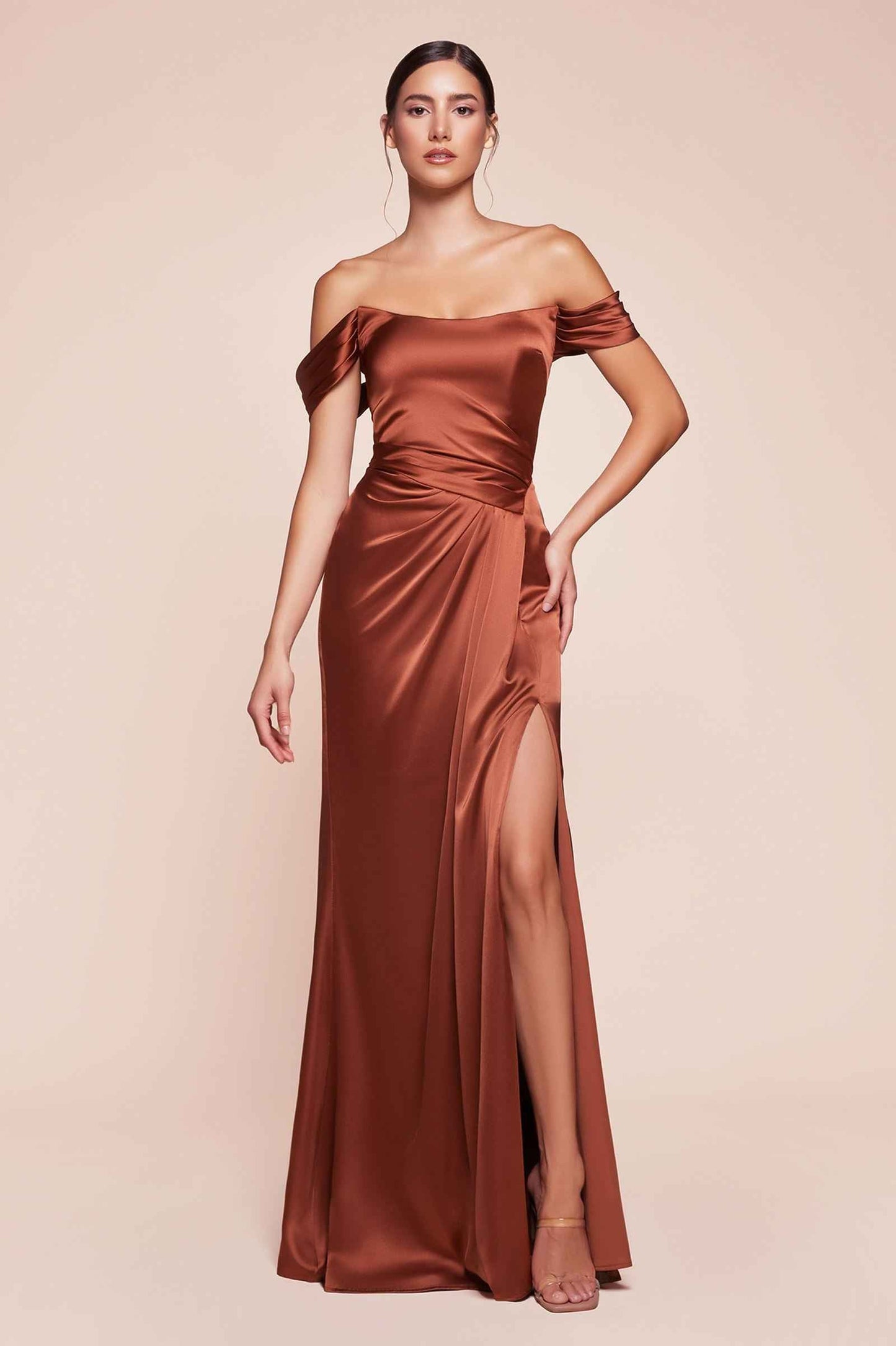 Ladivine Dress Off the Shoulder Sage Green Satin Gown