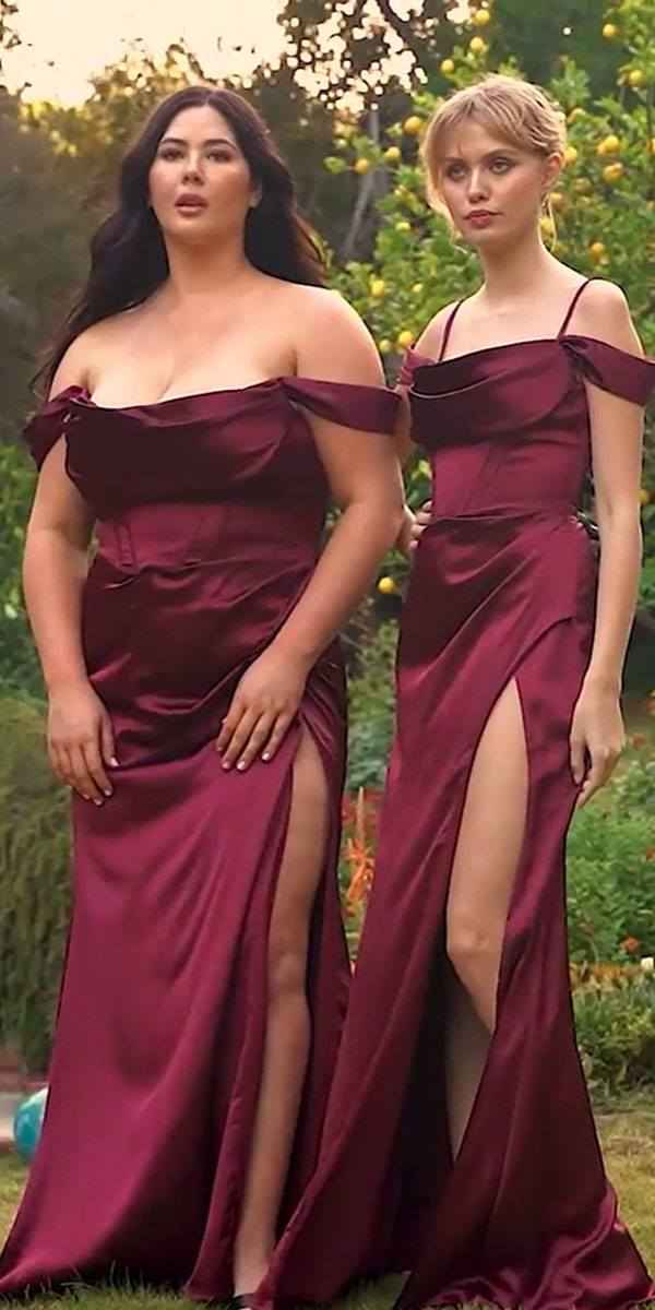 Cinderella Divine Off the Shoulder Sage Green Satin Gown