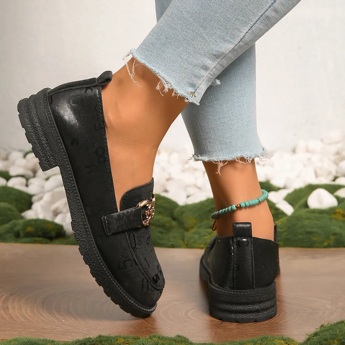 Round Toe Block Heel Loafers