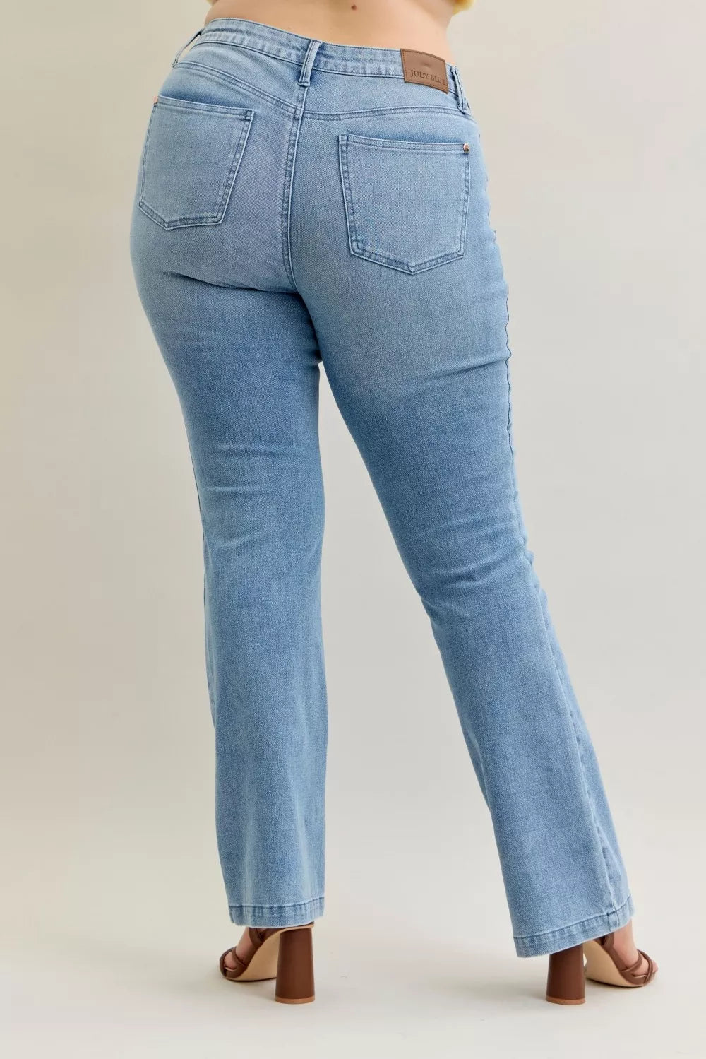 Judy Blue Full Size Mid Rise Bootcut Jeans with Contrast Wash & Front Patch Pockets
