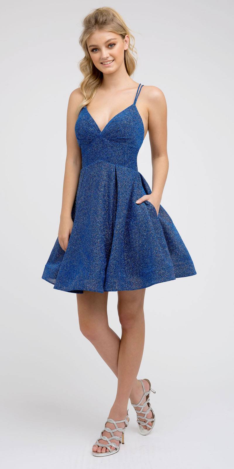 Juliet Short V-Neck A-Line Dress with Pockets