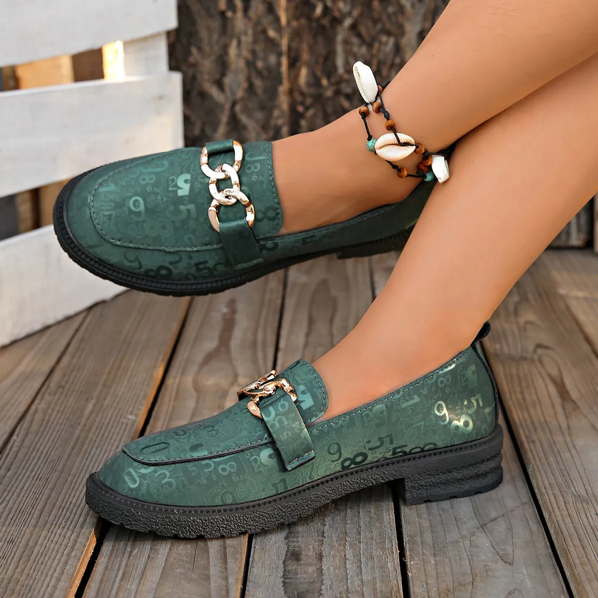 Round Toe Block Heel Loafers