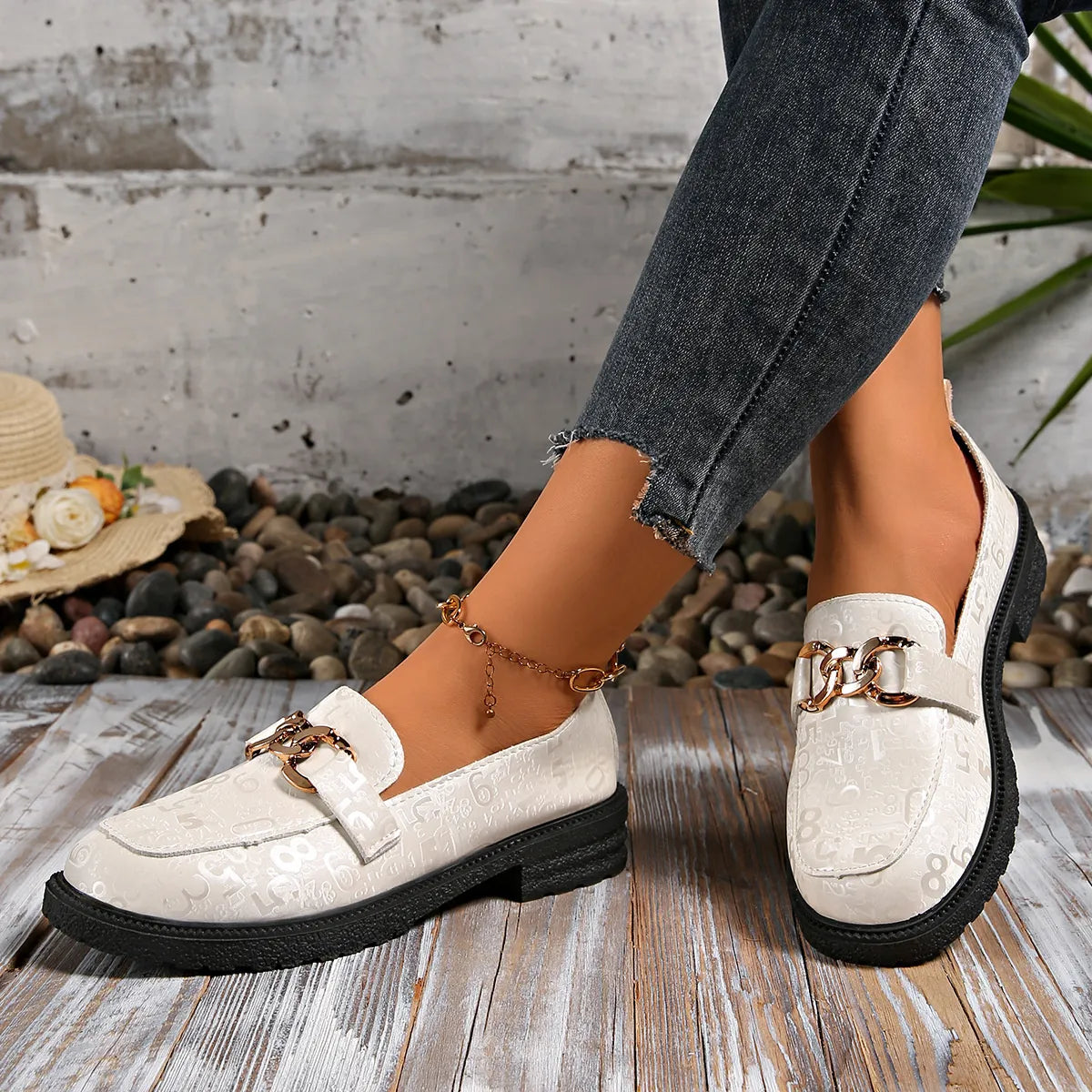 Round Toe Block Heel Loafers