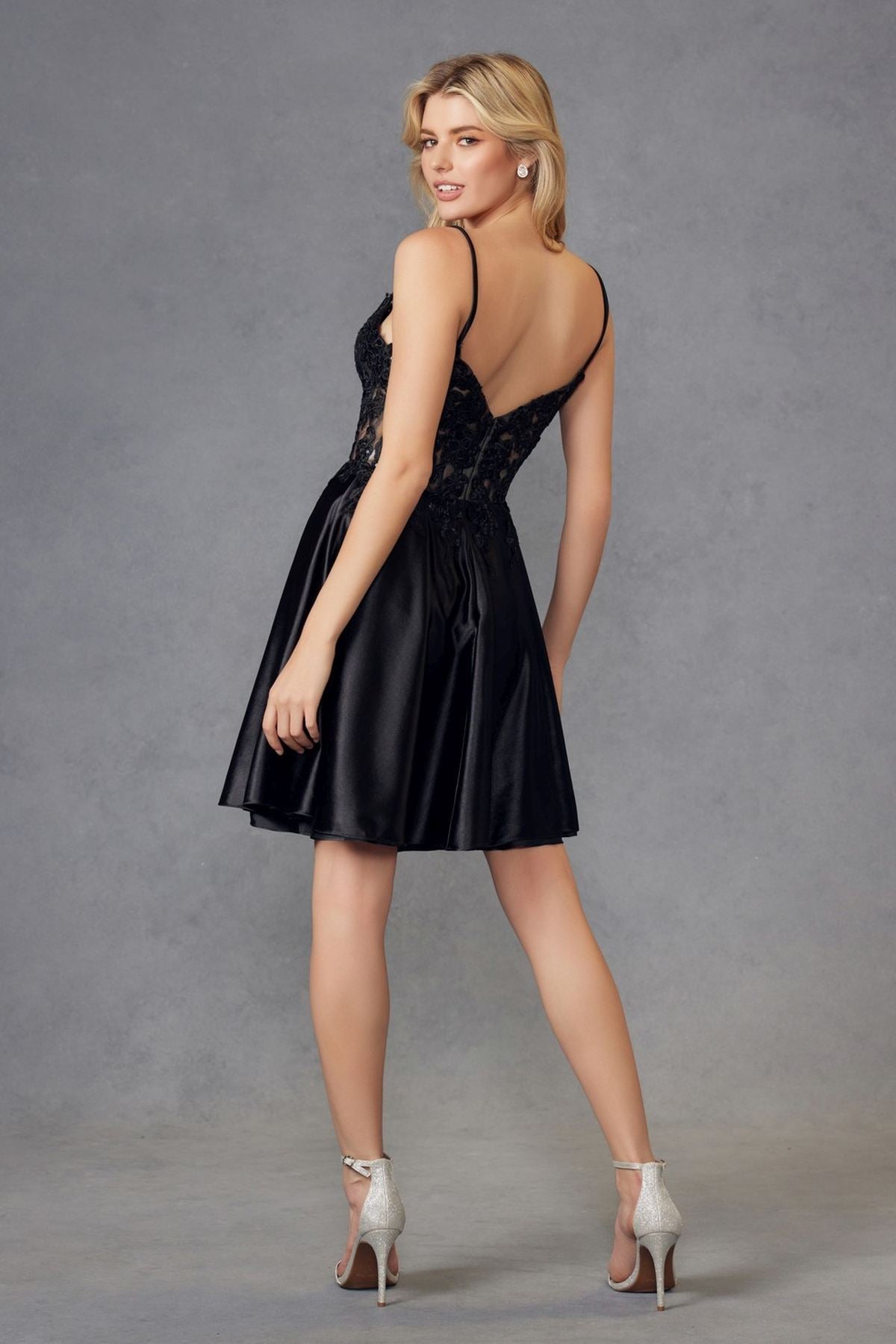 Juliet Dress V-Neck Leaf Lace Corset Bodice Satin Skirt